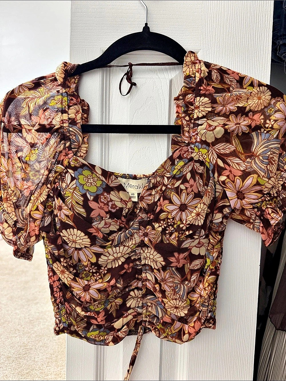 Veronica M Floral Blouse in Brown & Purple Like New